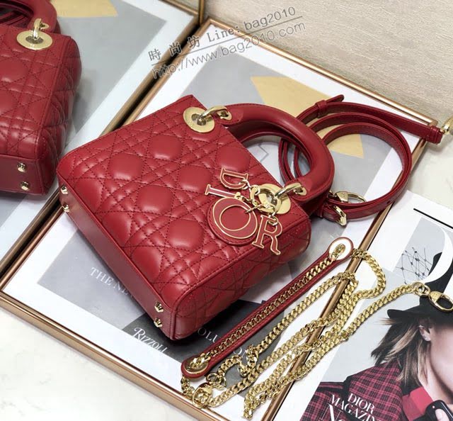Dior女包 迪奧Lady Dior Mini琺瑯扣戴妃包 Dior手提肩背斜挎包  dfk1753
